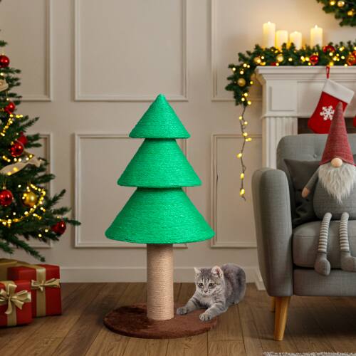 Alt View 7. Winado - Portable 31.5in Christmas Cat Tree Large Sisal Cat Scratching Post, Tower for Cats Toy Indoor Party Holiday Decoration - Green.