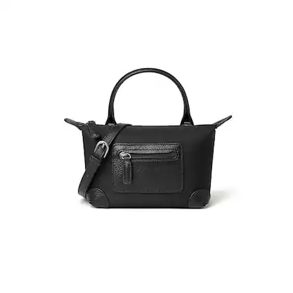 Front. Fabibe - Mini Top Handle Tote Purse For Women Designer Small Lightweight Crossbody Handbag With Adjustable Strap - 1-black.