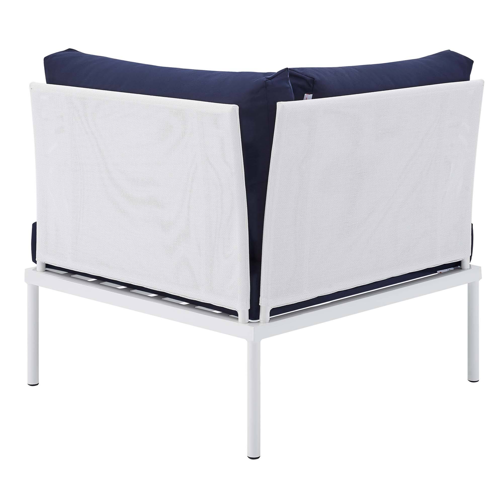 Alt View 2. Modway - Harmony Sunbrella® Outdoor Patio All Mesh Corner Chair by Modway - White Navy.