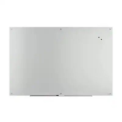 Front. TRU RED - TRU RED™ Magnetic Tempered Glass Dry Erase Board, White, 6' x 4' - White.