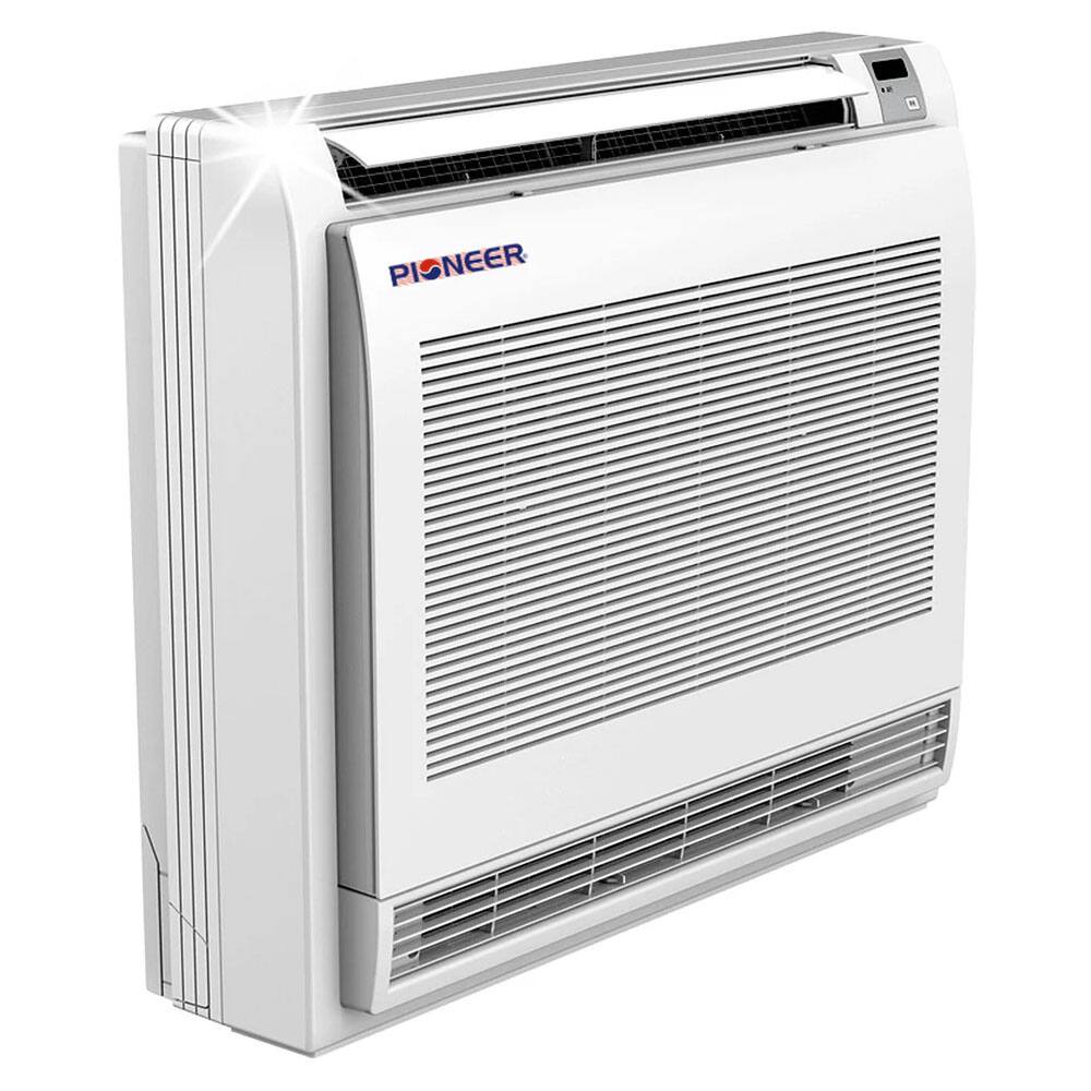 Left. Pioneer - Quantum Ultra 12,000 BTU 1 Ton Mini Split 24.6 SEER Floor-Mount Console Air Conditioner with Heat Pump 230-Volt - White.