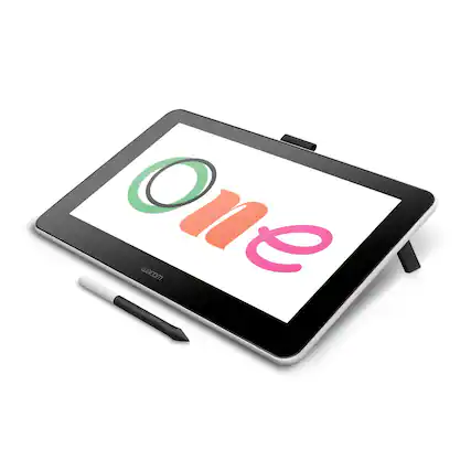 Front. Wacom - One - Drawing Tablet with Screen, 13.3" Pen Display for Mac, PC, Chromebook & Android - Flint White.