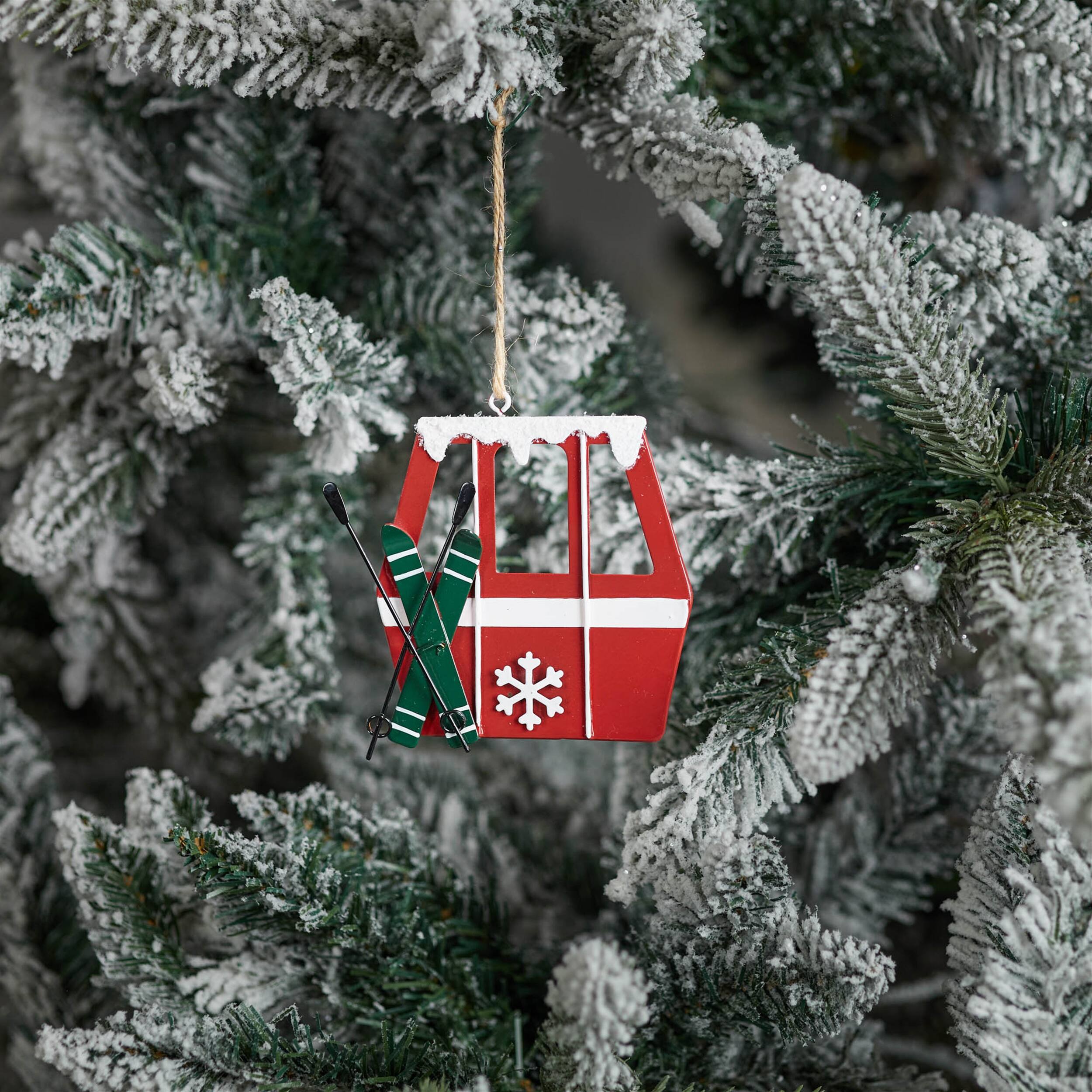Back. BreeBe - Metal Gondola Ornament (Set of 12) - Red, White.