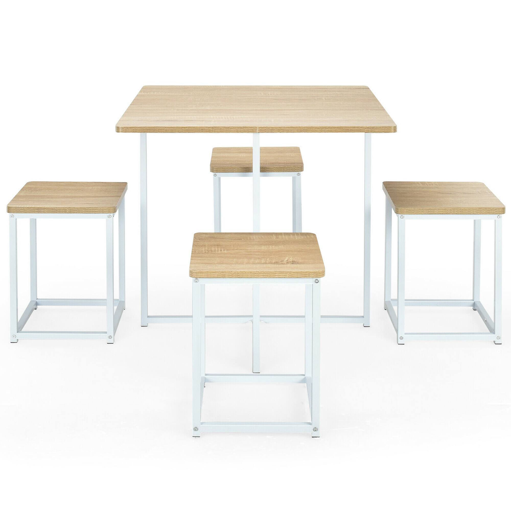 Alt View 5. Gymax - Gymax 5 Piece Dining Table And Chairs Set Metal Legs Compact Space Bar Pub Kitchen - Natural.