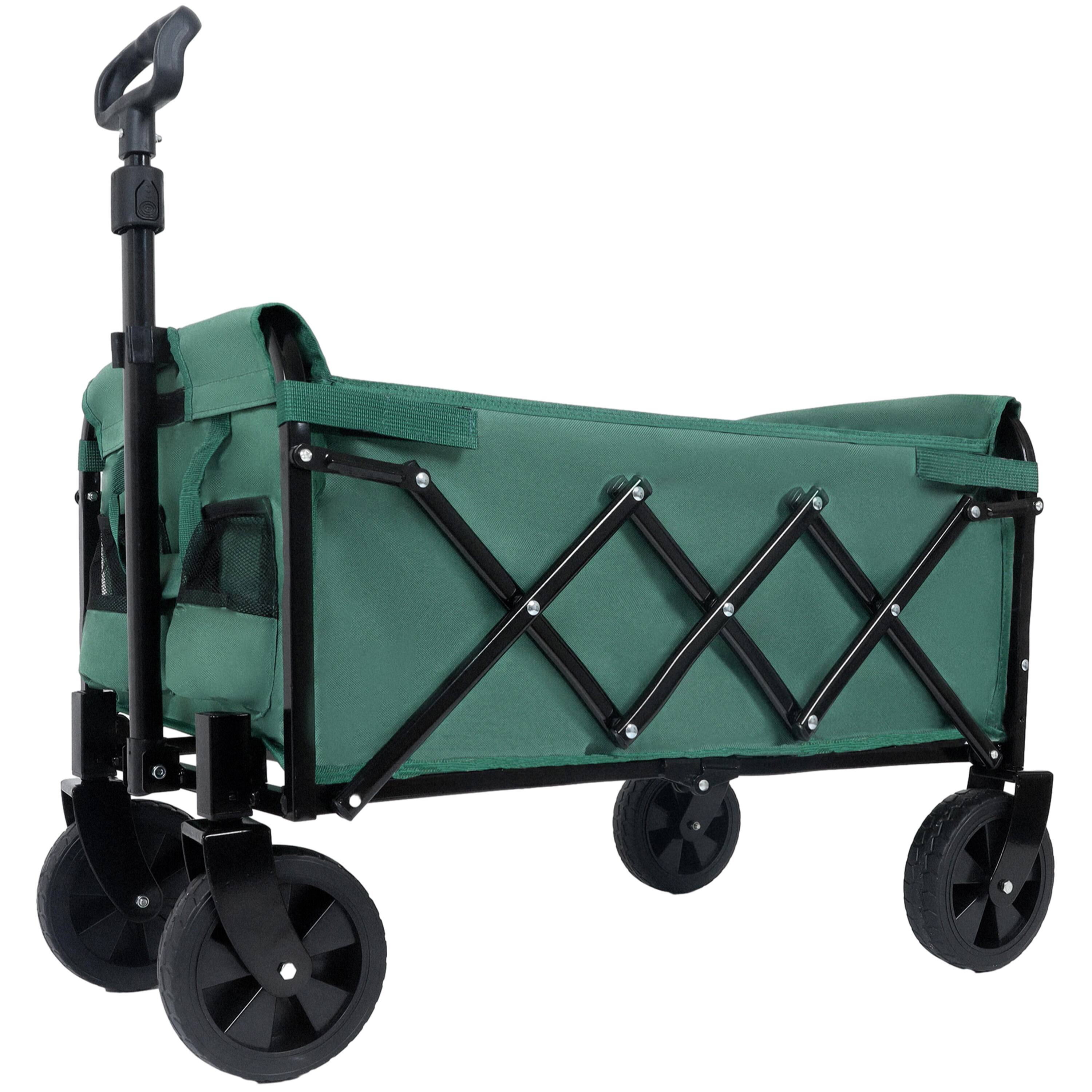 Angle. APRILSOUL - Expandable Dual-Layer Utility Wagon with 100% Extra Space Grocery Cart for Camping Shopping Sports Supports 225lbs Green - Green.