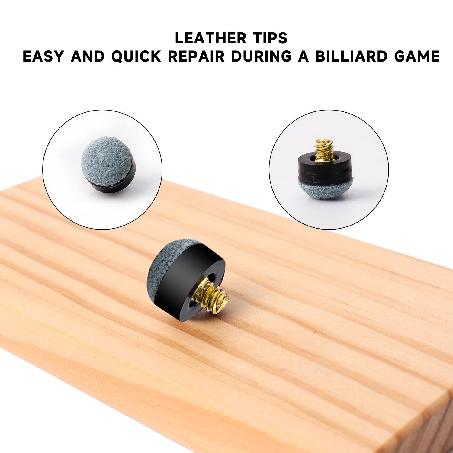 LEATHER TIPS
EASY AND QUICK REPAIR DURING A BILLIARD GAME