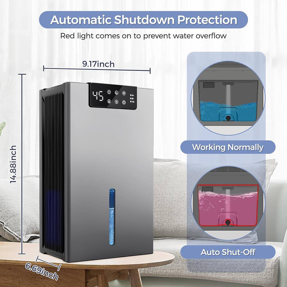 Automatic Shutdown Protection  
Red light comes on to prevent water overflow  

9.17 inch  
14.88 inch  
6.69 inch  

Working Normally  
Auto Shut-Off