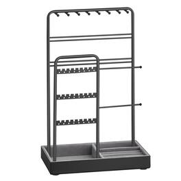 Songmics Home - Jewelry Holder, Jewelry Organizer, Jewelry Display Stand with Metal Frame, Velvet Tray, Necklace Earring Bracelet Holder - Ink Black