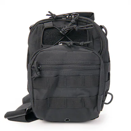 Front. Rattlesnake Tactical - Rattlesnake Tactical Sling Pack with Pistol Retention System, Black - Black.