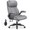 Front. KERDOM - Ergonomic Office Chair - Desk Computer Chair, PU Leather High Back Executive Chair, Inflatable Lumbar Support, Wide Seat - Grey.
