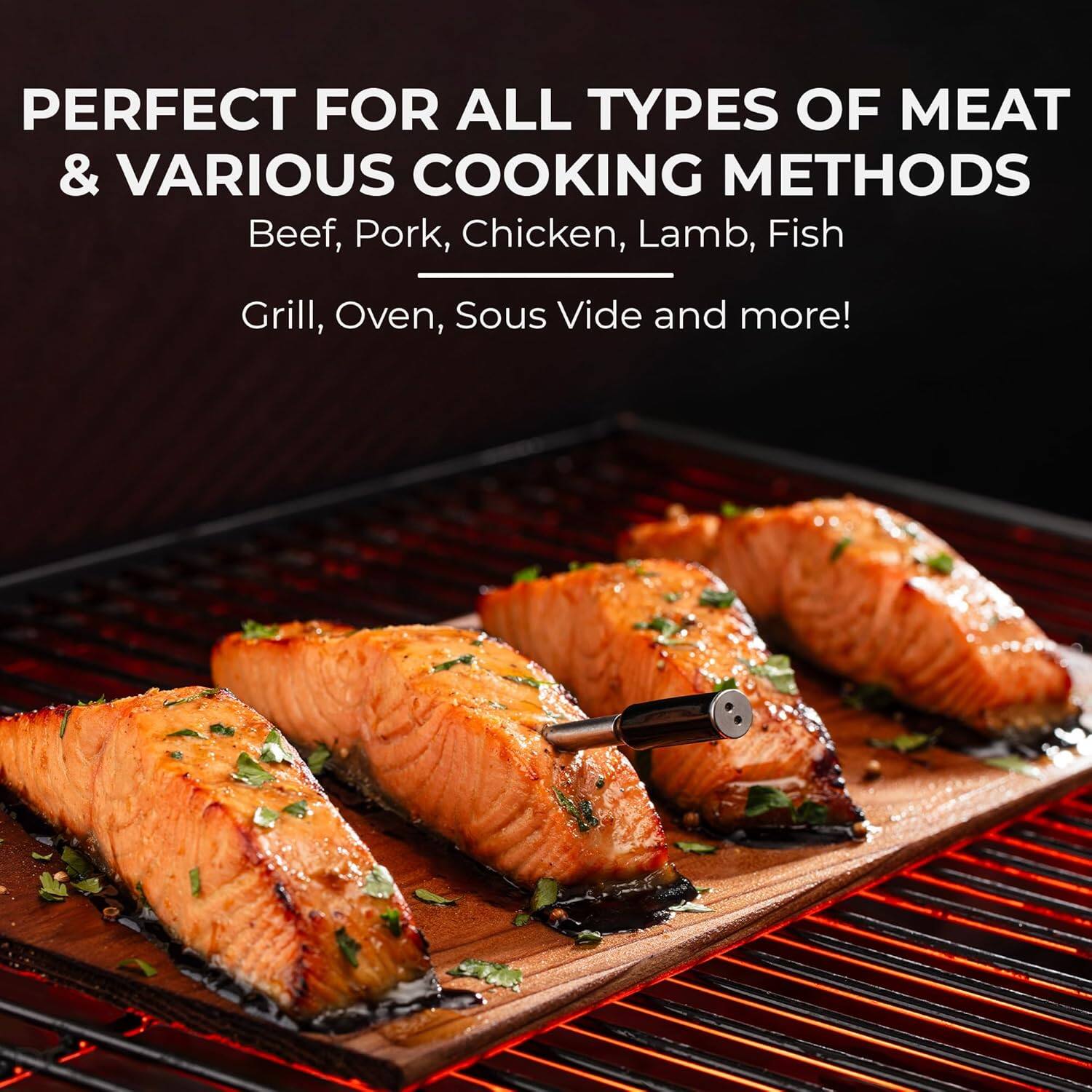 PERFECT FOR ALL TYPES OF MEAT & VARIOUS COOKING METHODS  
Beef, Pork, Chicken, Lamb, Fish  
Grill, Oven, Sous Vide and more!