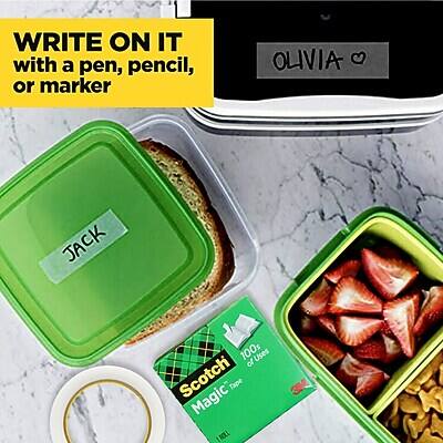 WRITE ON IT with a pen, pencil, or marker

OLIVIA

JACK

100+ Uses of Scotch Magic Tape

1 ROLL

3M