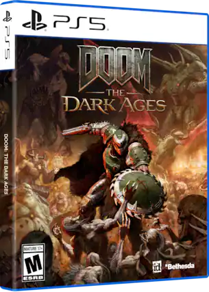 Doom: The Dark Ages is a video game that is available for the PlayStation 5 console. The game has a mature rating of 17+ and is published by Bethesda. - M (Mature 17+)