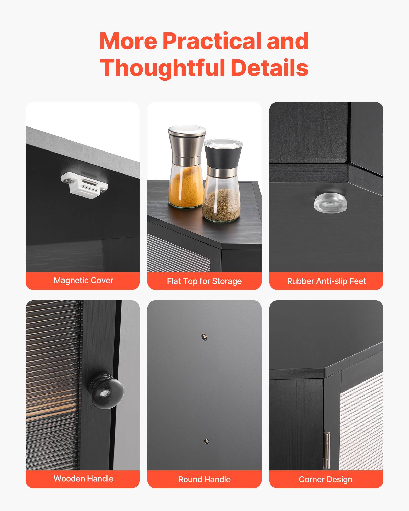 More Practical and Thoughtful Details

- Magnetic Cover
- Flat Top for Storage
- Rubber Anti-slip Feet
- Wooden Handle
- Round Handle
- Corner Design