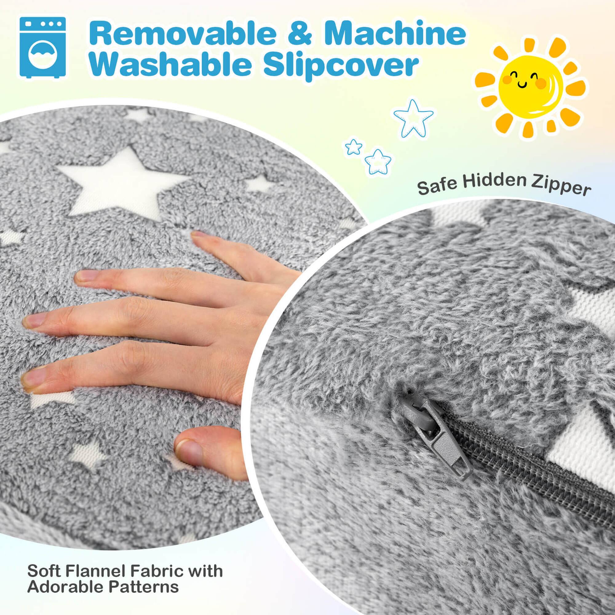 Removable & Machine Washable Slipcover

Safe Hidden Zipper

Soft Flannel Fabric with Adorable Patterns