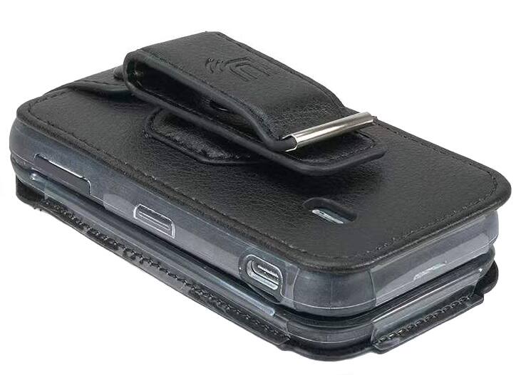 Alt View 8. Nakedcellphone - Vegan Leather Case with Belt Clip for Nokia 2760 2780 Flip Phone - Black.