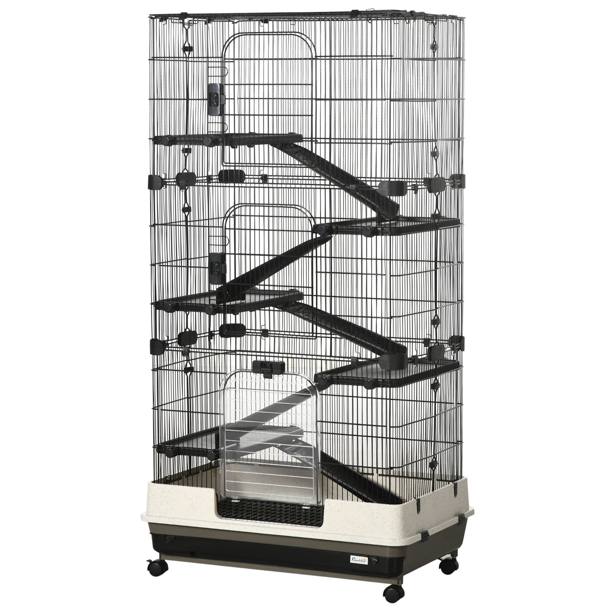 Pawhut - 6-tier Platform Rolling Small Animal Rabbit Cage for Hamsters