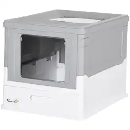 Pawhut - Enclosed Cat Litter Box with Front Entry - Gray