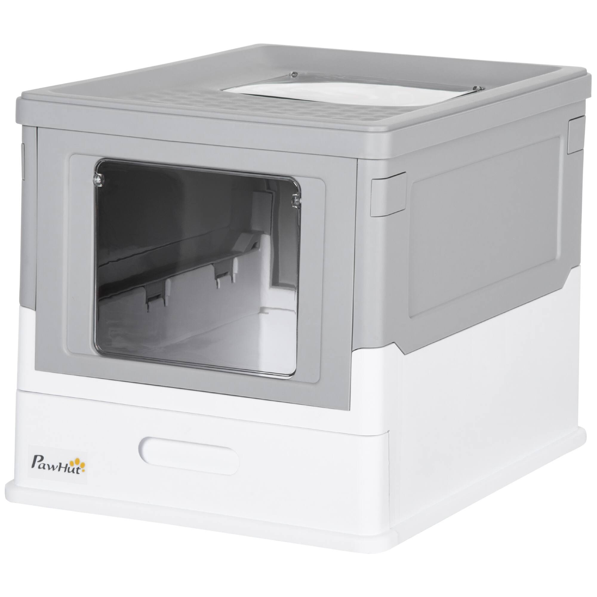 Pawhut - Enclosed Cat Litter Box with Front Entry - Gray