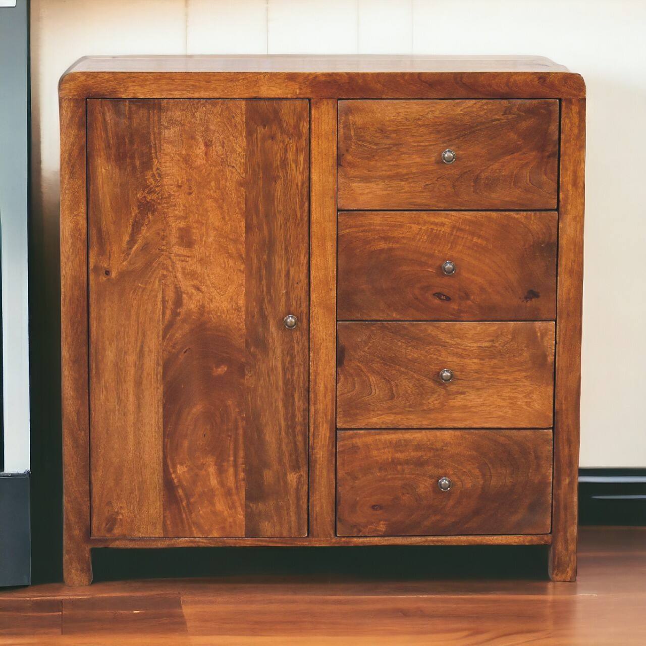 Angle. Artisan Furniture - Artisan Furniture Solid Wood Aspen Cabinet, 4 Drawers, Brown - Brown.