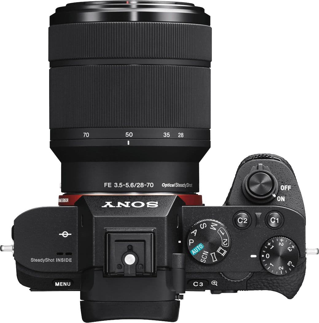 Top. Sony - Alpha a7 II Full-Frame Mirrorless Video Camera with 28-70mm Lens - Black.