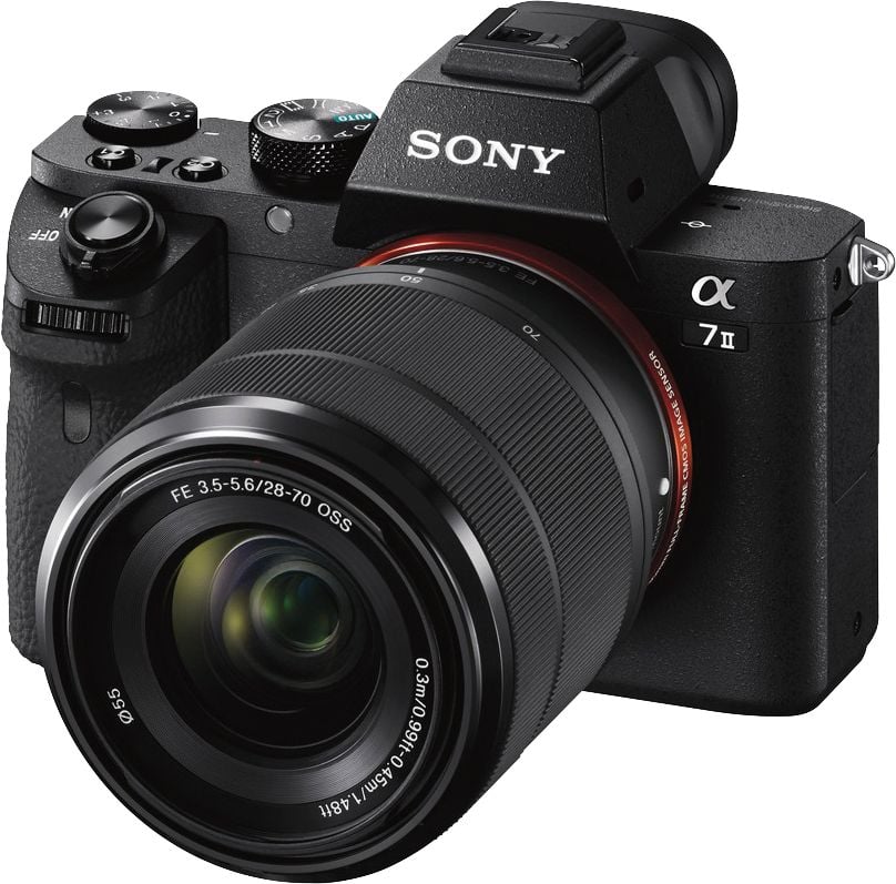 Left. Sony - Alpha a7 II Full-Frame Mirrorless Video Camera with 28-70mm Lens - Black.