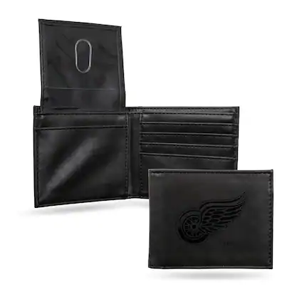 Front. Rico Industries - Detroit Red Wings NHL Laser Engraved Black Billfold Wallet - Multi.