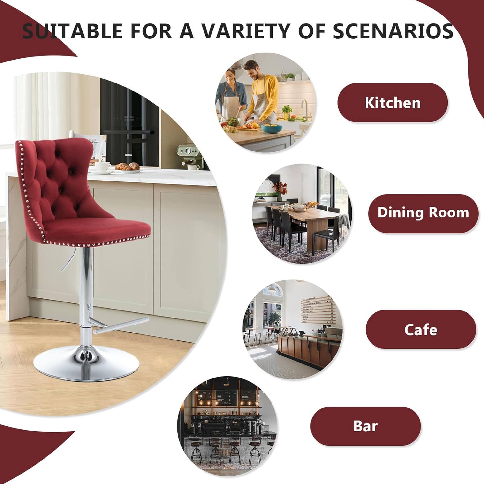 SUITABLE FOR A VARIETY OF SCENARIOS

- Kitchen
- Dining Room
- Cafe
- Bar