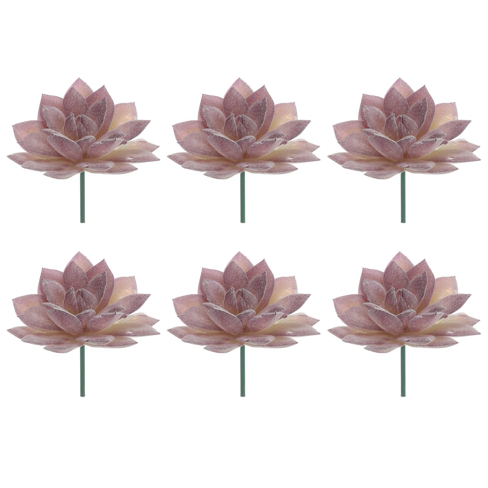 Front. Unique Bargains - Artificial Succulent Plants 6pcs Small Realistic Fake Succulents Colorful Faux Flocking Flowers for Home Decoration - Purple.