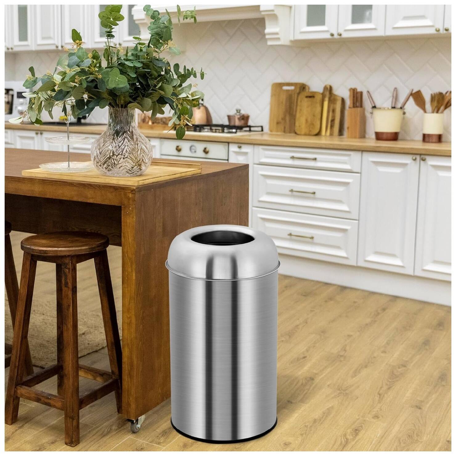 Alt View 4. GARVEE - 18.5 Gallon Heavy-Duty Kitchen Trash Can, Brushed Stainless Steel Waste Bin - Silver.