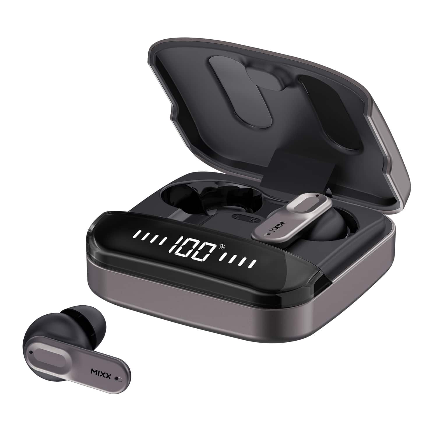 Mixx - StreamBuds Ultra Mini TWS Bluetooth In-Ear Earbuds with Mic, Charging Case, Clear Voice, 24-Hour Play Time - Black