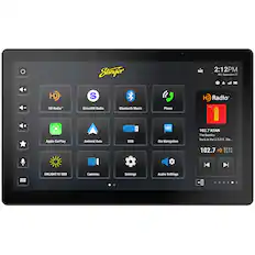 Stinger NE 2:12PM on September 27 1 + HD Radio, Apple CarPlay, SiriusXM Radio, Android Auto, Bluetooth Music, USB, Phone, iGO Navigation, CH Radio, 102.7 KFAN The Beatles Back in the U.S.S.R. (Re... 1 1234 102.7 HD 5678 1 1 ENLIGHT10 RGB Cameras Settings Audio Settings