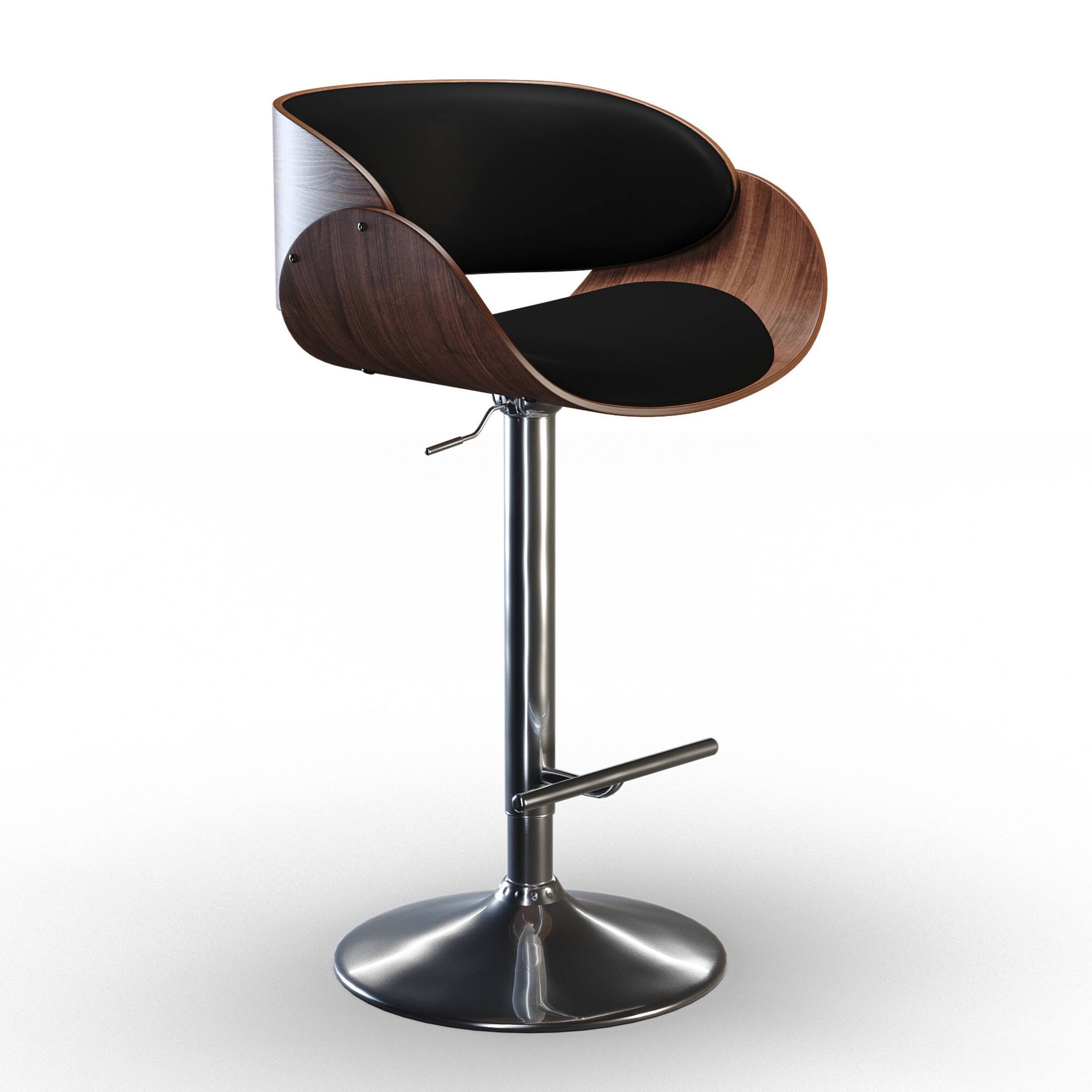 Angle. Simpli Home - Amery Adjustable Swivel Bar Stool - Black.