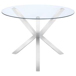 Coaster Co. of America - Vance Round 41-inch Glass Top Asterisk Dining Table Chrome - Silver
