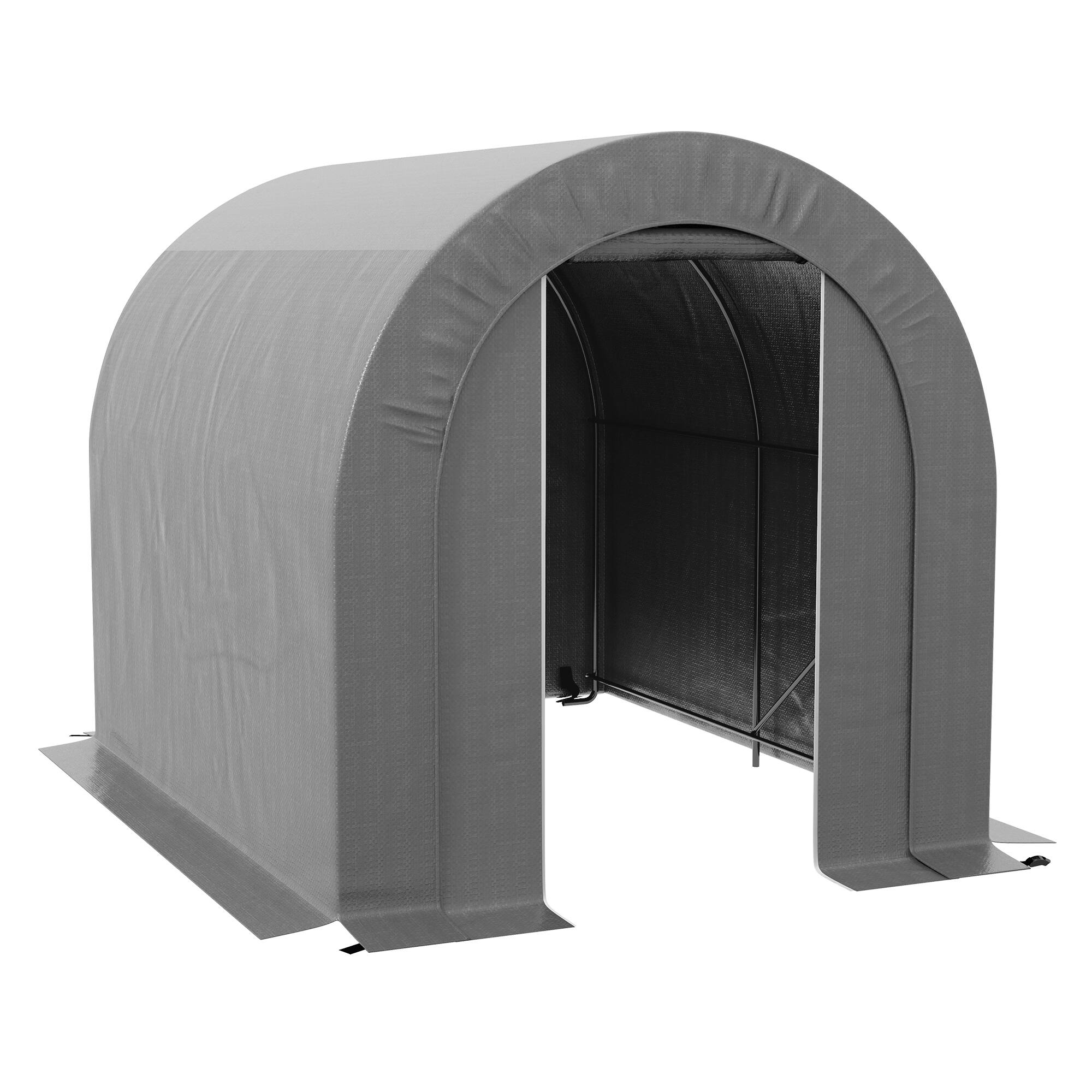 Front. Tiramisubest - 6' x 8' Heavy Duty Waterproof Outdoor Storage Tent with Galvanized Metal Frame for Bikes, Motorcycles, and Garden Tools - Gray.