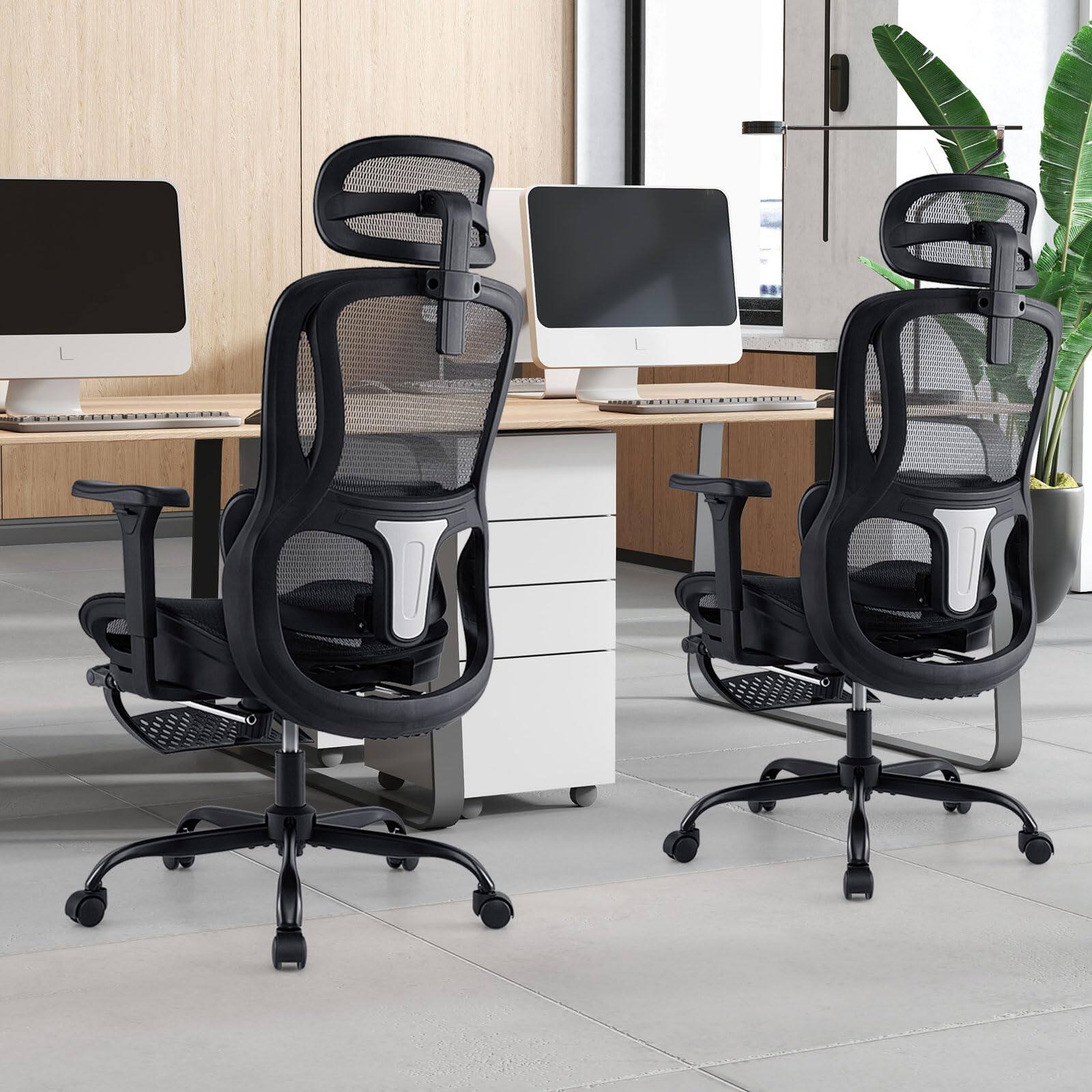 Alt View 1. Ecooso - Ergonomic Office Chair with Rotating Headrest, Swivel Desk Chair with Lumbar Support - Black.