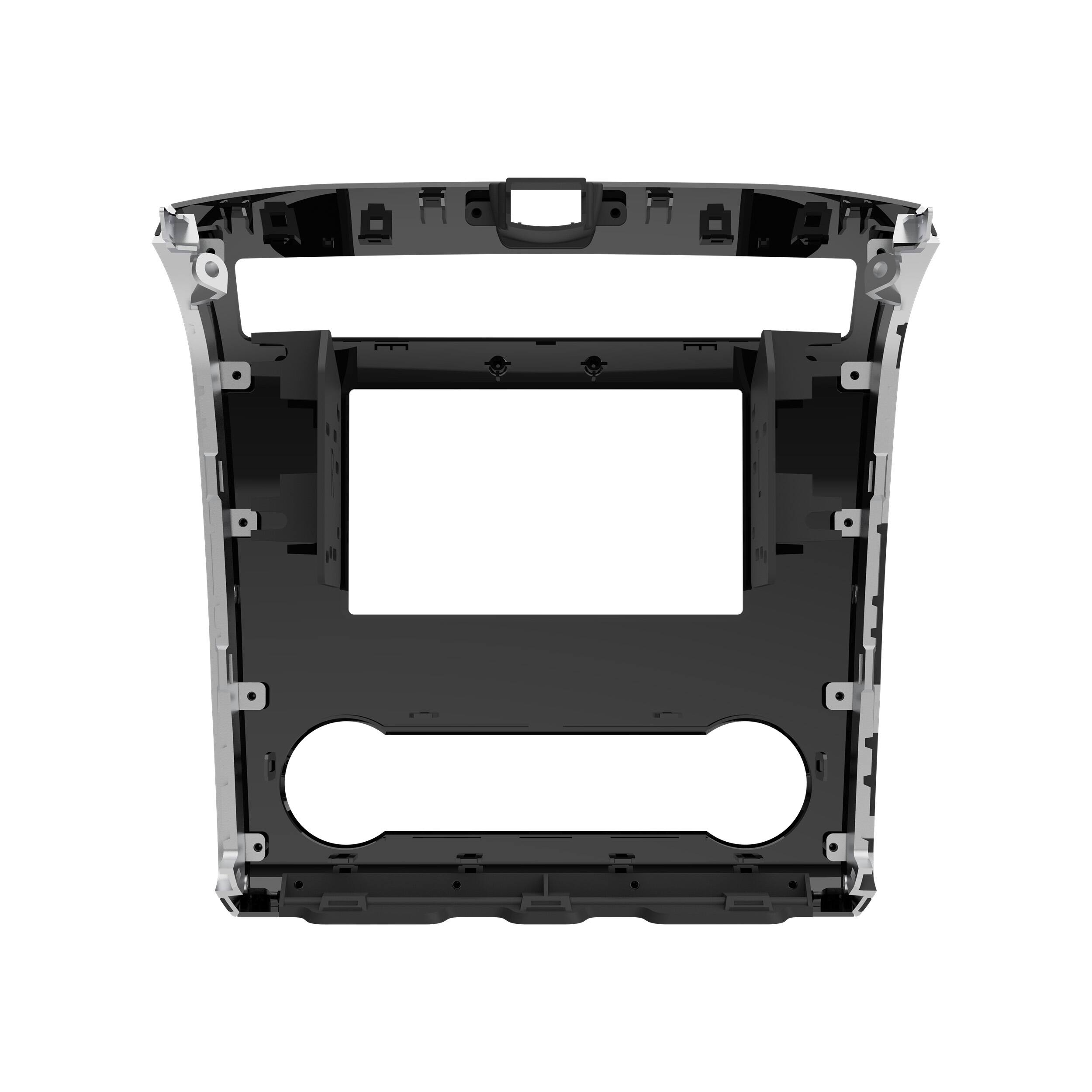 Back. Metra - Stereo Installation Kit for 2022–2024 Hyundai Santa Cruz Vehicles (Without Factory Navigation, Manual Climate Controls) - Glass Black/Silver Trim.