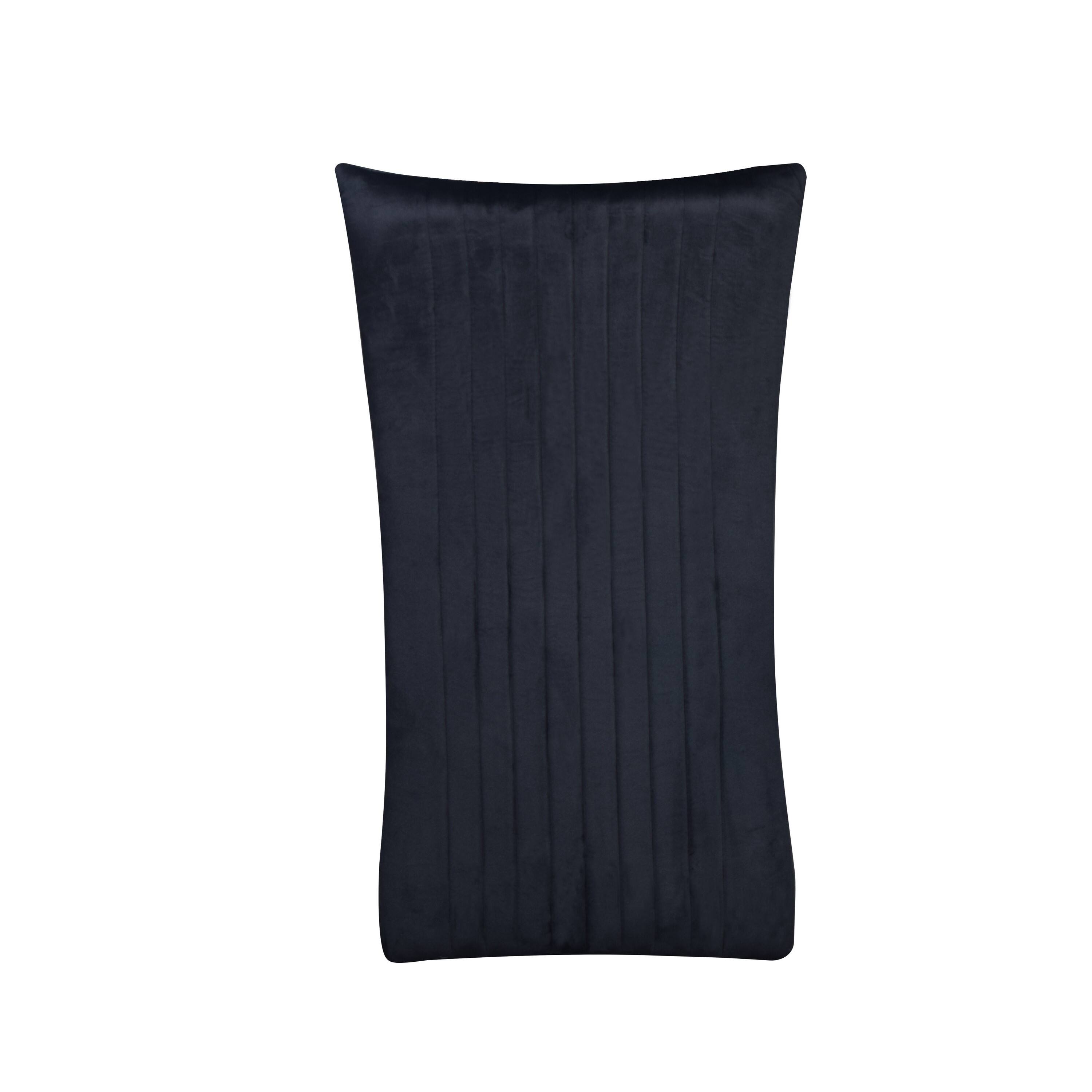 Back. Manhattan Lane - Theo Dining Chair Set of 2, Retro Midnight  Velvet,  Metal - Midnight Black, Gold.