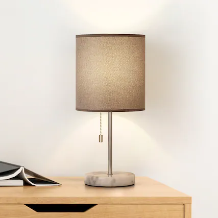Front. Oumilen - Bedroom Bedside Table Lamp Marble Desk Light Nightstand Lamp Pull-Chain Switch.