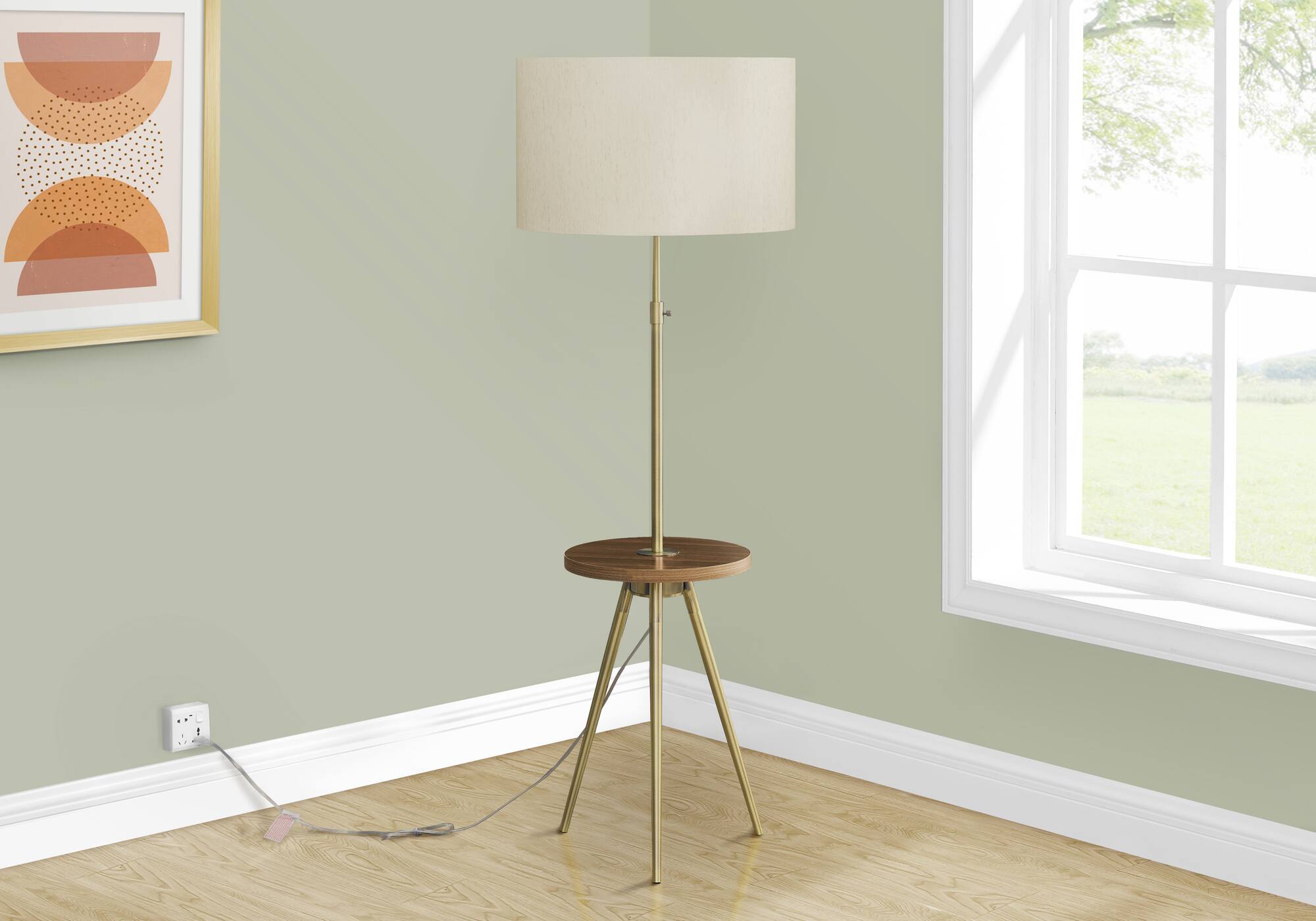 Back. APRILSOUL - Lighting Floor Lamp 63inh Gold Metal Ivory / Cream Shade Contemporary - Gold.