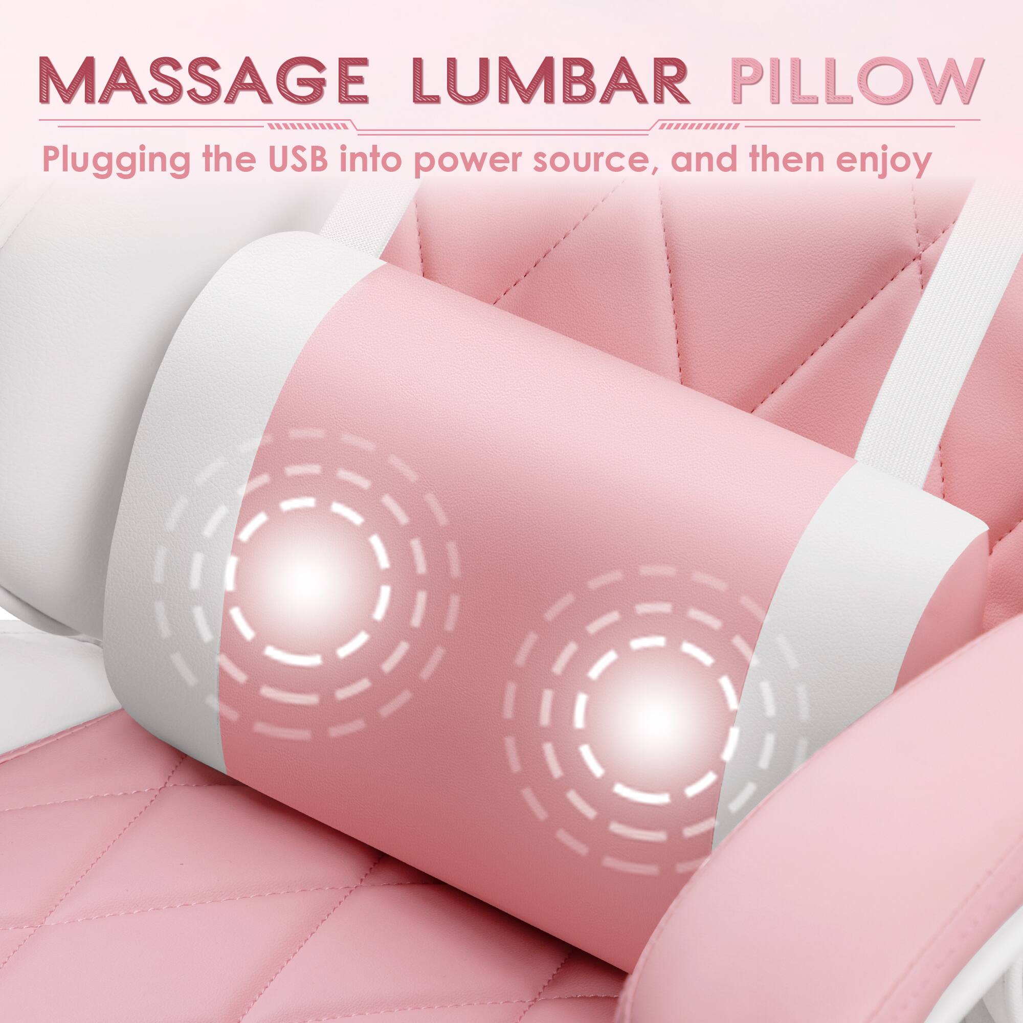 MASSAGE LUMBAR PILLOW  
Plugging the USB into power source, and then enjoy
