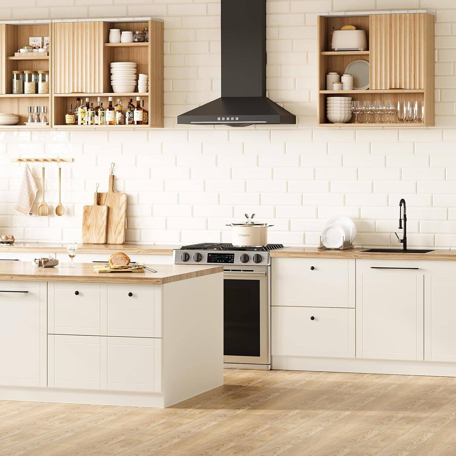 Back. GARVEE - Fluted Medicine Cabinet, Modern Wall Mounted Bathroom Cabinet, Over Toilet Storage, Natural Oak. - Natural.