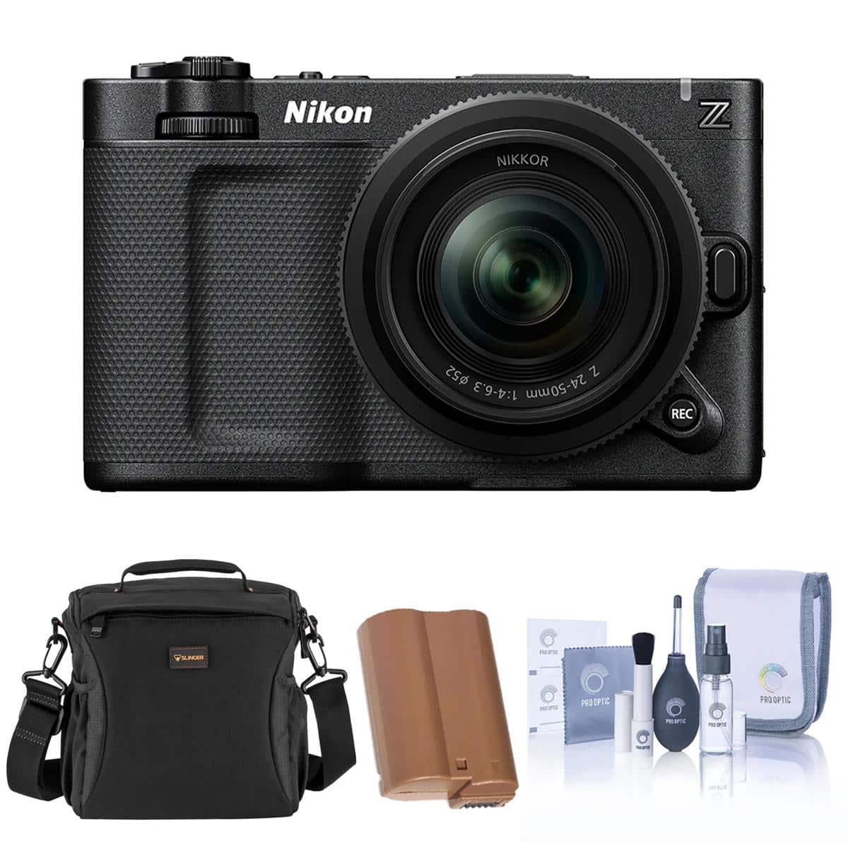 Bundle - Nikon - ZR 6K Cinema Camera with NIKKOR Z 24-50mm f/4-6.3 Lens, with Extra Battery, Shoulder Bag and Cleaning Kit