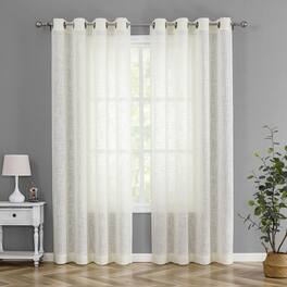 Kate Aurora - 2 Pack Lux Thread Premium Woven Grommet Top Sheer Curtain Panels - Beige