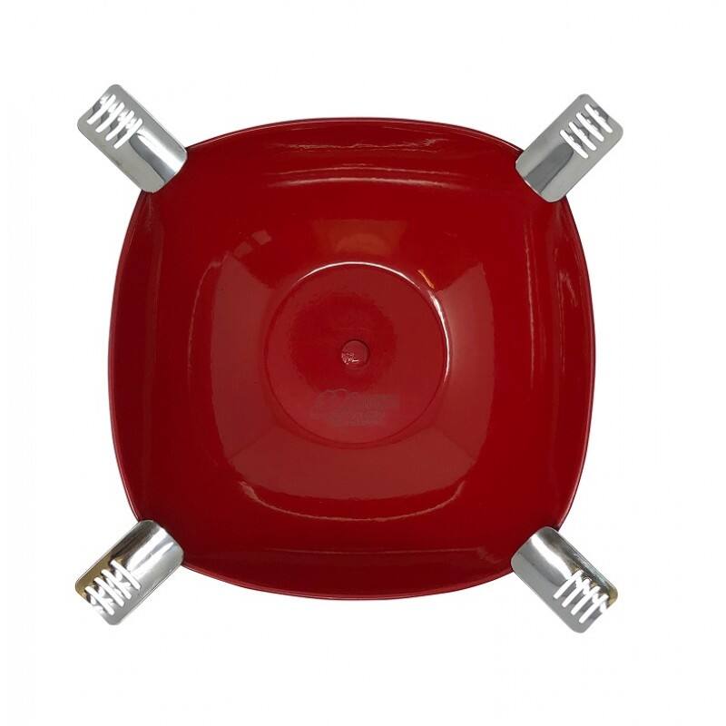 Angle. Prestige - Smokin Ash' Quadrangle Cigar Ashtray (Red) - Gloss Metallic Red Finish.