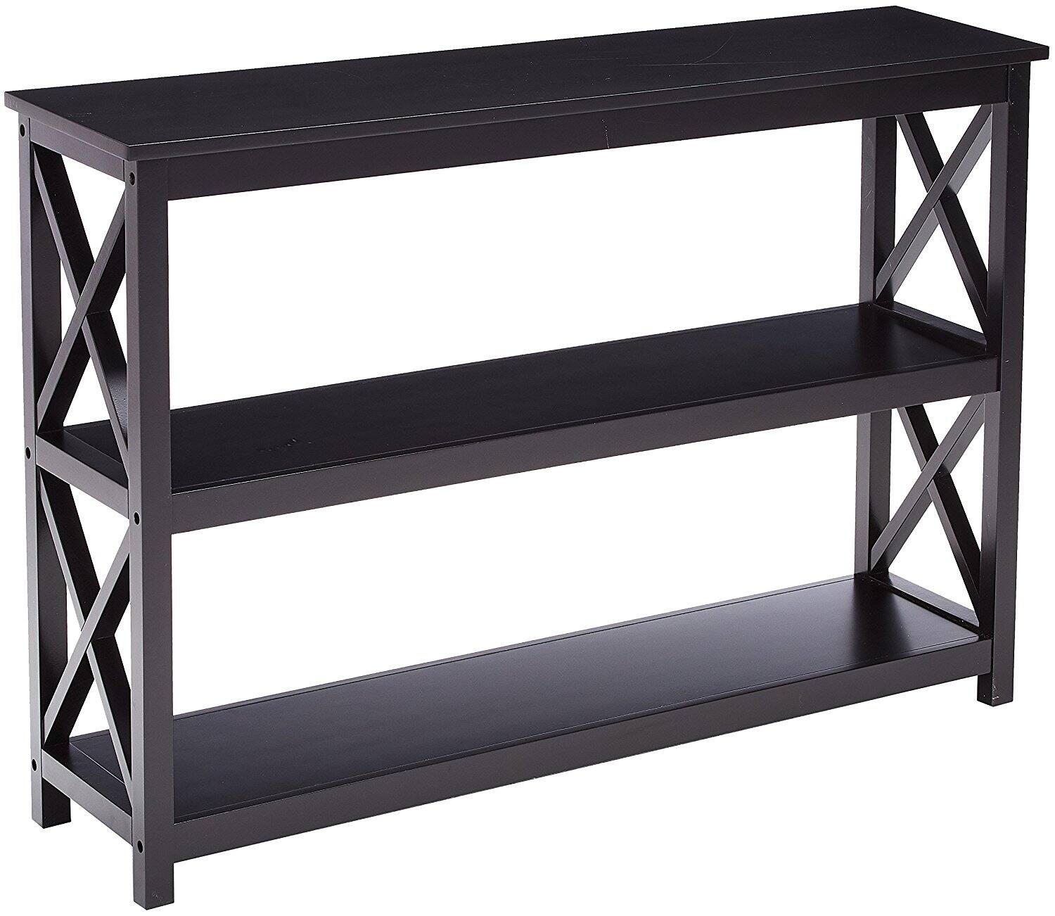 Angle. Kings Brand Furniture - Kings Brand Furniture 3-Tier X-Design Console Entryway Sofa Table With Shelves, Black - Black.