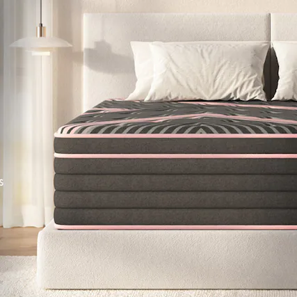 Front. GOODSILO - 10 Inch Hybrid Mattress with Pocket Springs and Memory Foam, King Size, Medium Firm Support - Pink+Black.