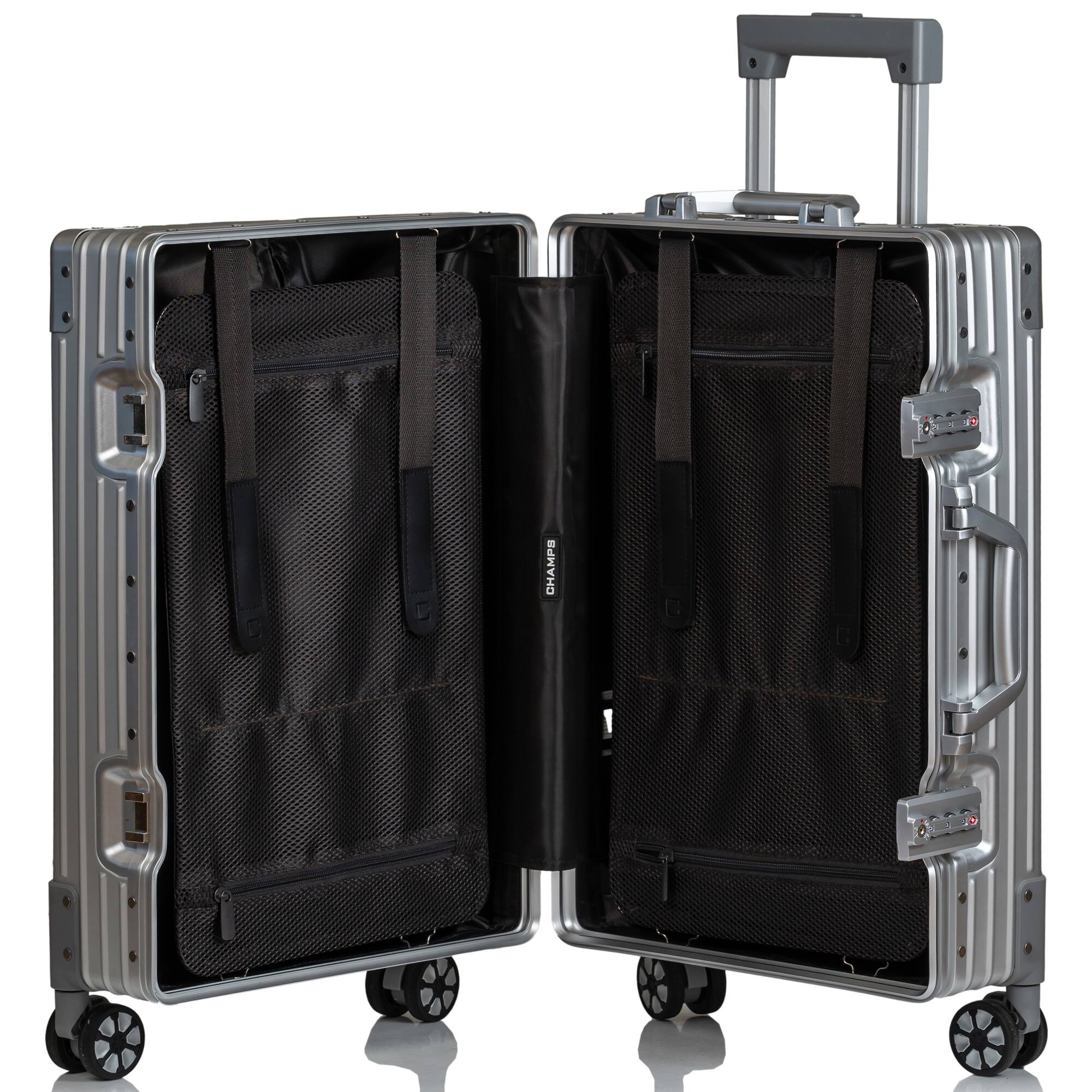 Back. Champs - Elite Aluminum Collection Carry-on Luggage Case - Silver.