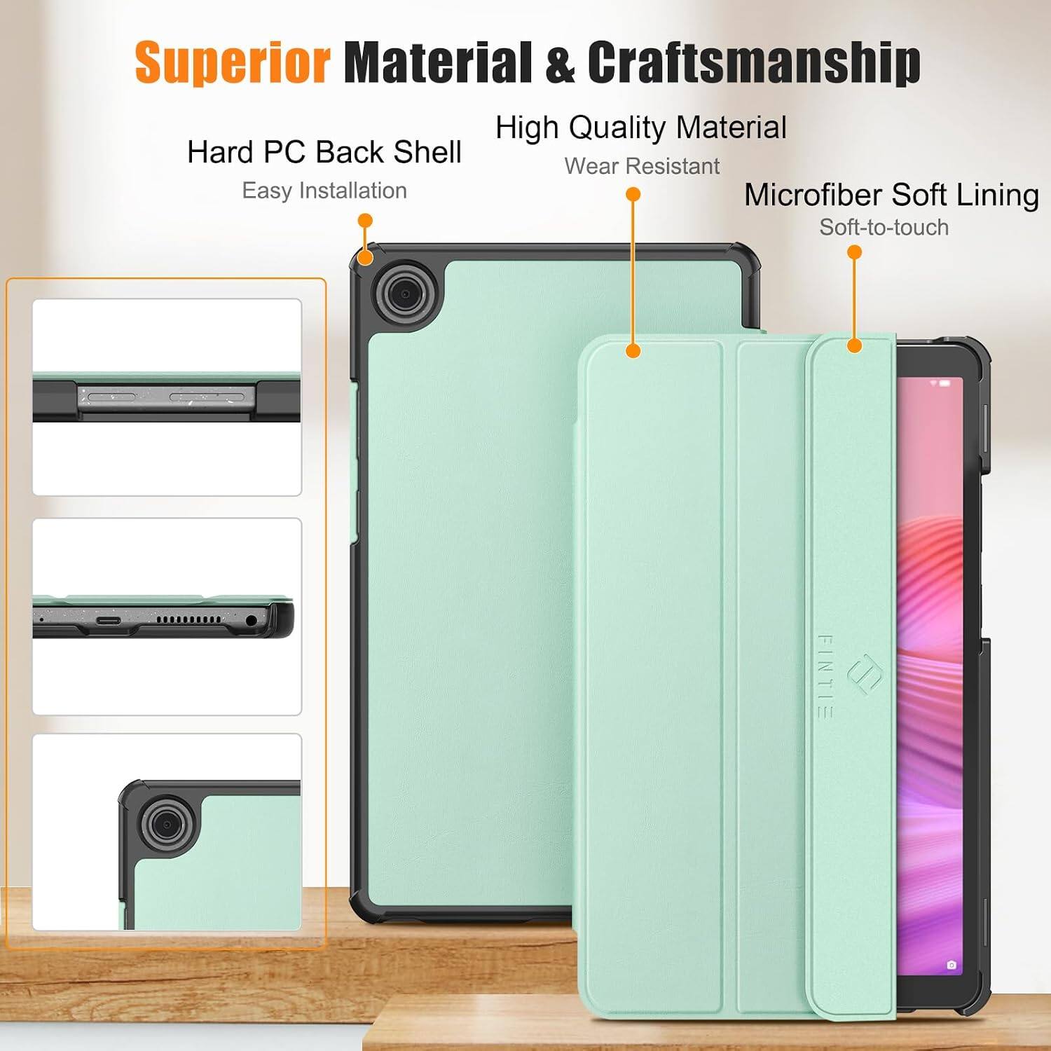Superior Material & Craftsmanship  
High Quality Material  
Wear Resistant  
Hard PC Back Shell  
Easy Installation  
Microfiber Soft Lining  
Soft-to-touch