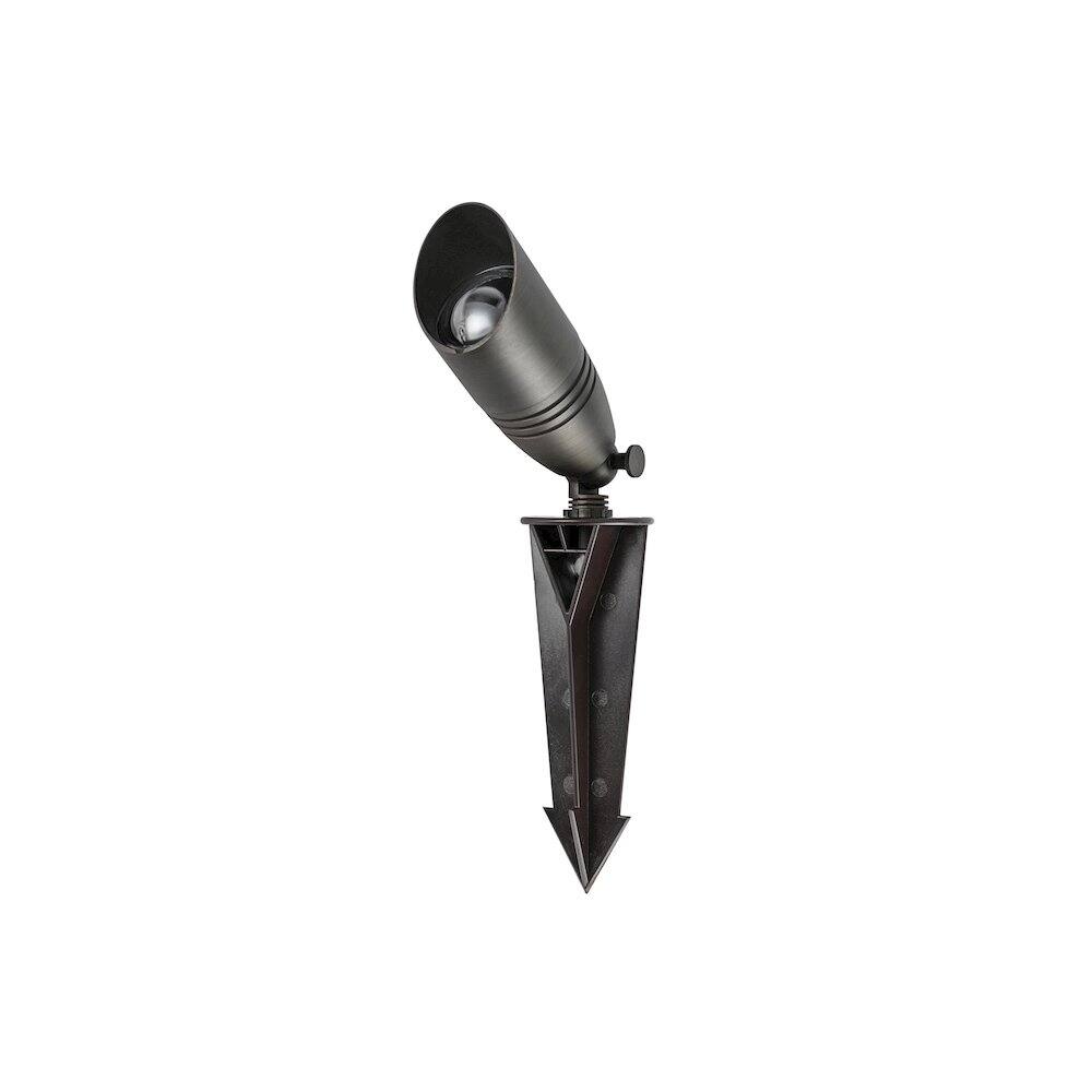 Angle. Elitco Lighting - Outdoor 12V Cast Brass Spot Light, 3 inch Wide x 8.5 inch High - Dark Bronze.